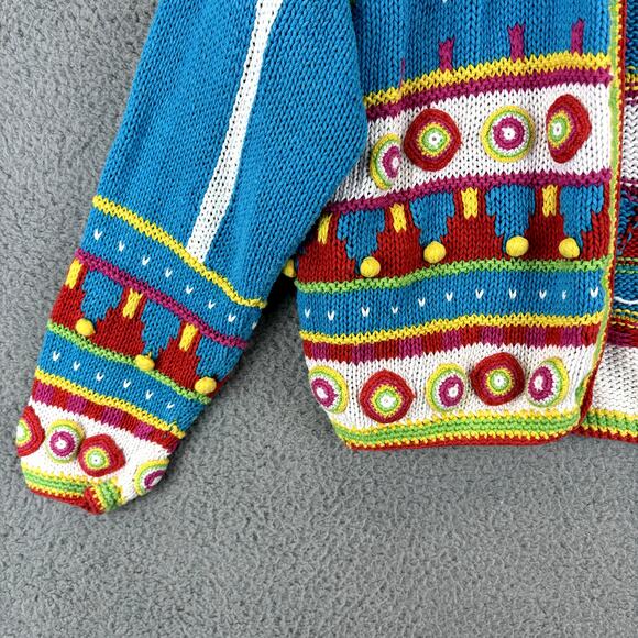 VTG 90s Caridgan Womens Small Artsy Twee Retro Funky Colorful Crop Knit Rainbow - Picture 3 of 12
